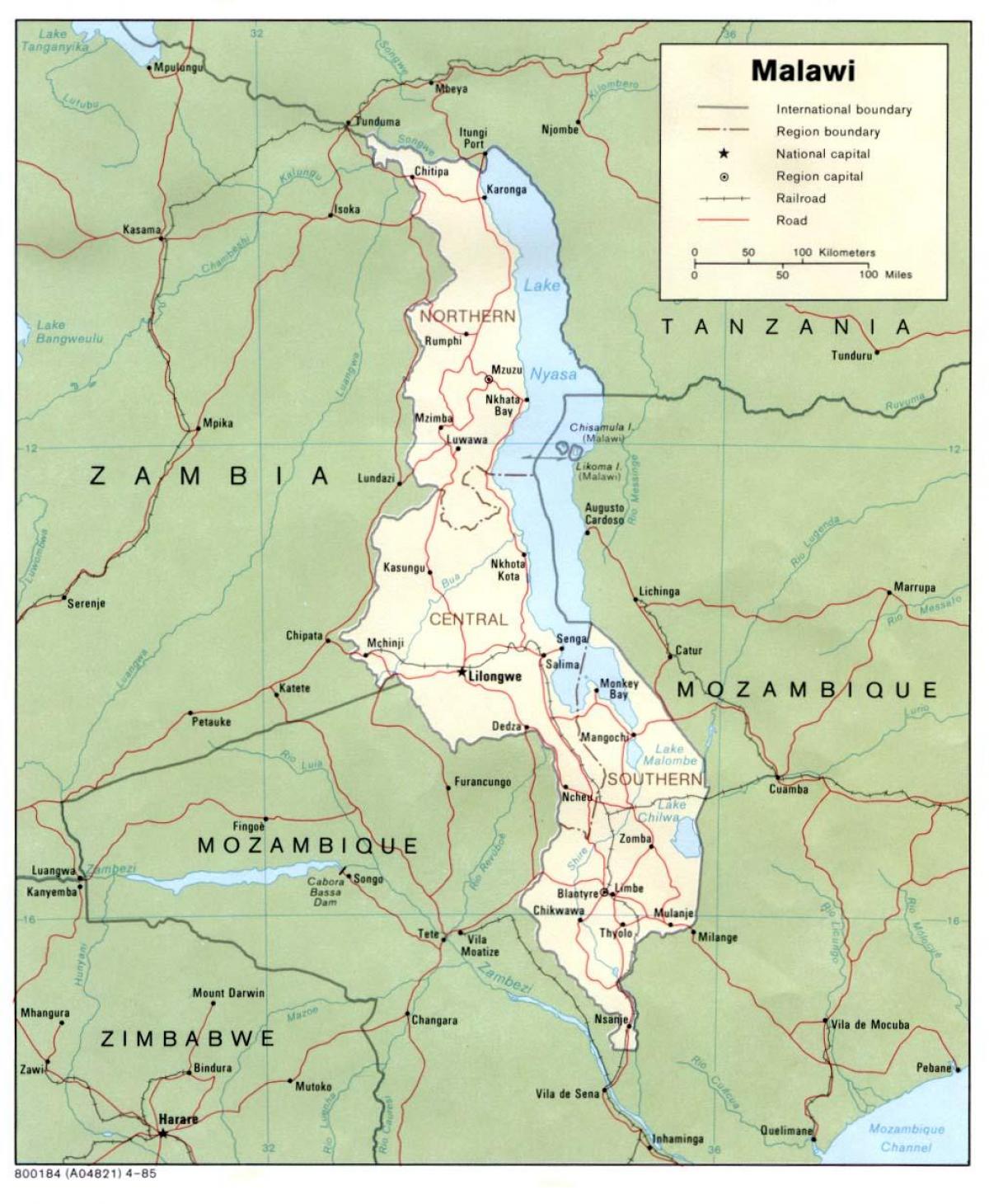 carte de rue de blantyre au Malawi