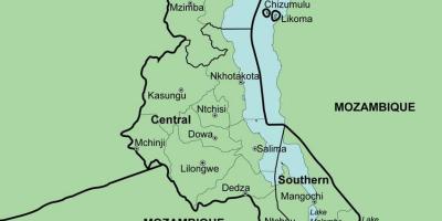 Carte du Malawi montrant districts
