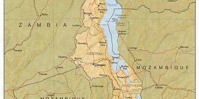Le lac Malawi sur la carte
