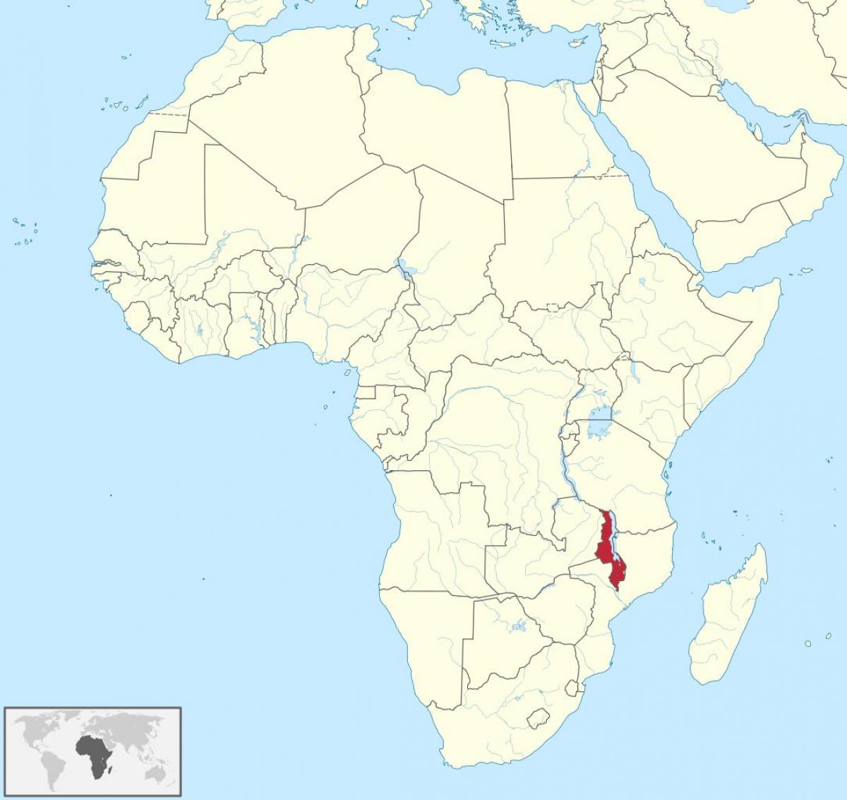 carte de l'afrique montrant Malawi