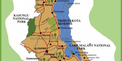 Carte du Malawi et dans les pays environnants